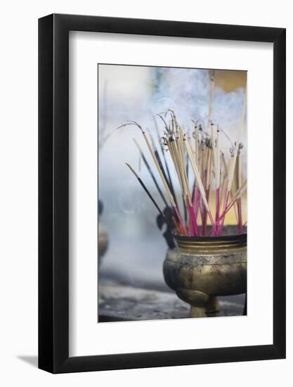 Incense Burning at Shwedagon Paya (Shwedagon Pagoda), Yangon (Rangoon), Myanmar (Burma), Asia-Lee Frost-Framed Photographic Print