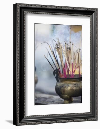 Incense Burning at Shwedagon Paya (Shwedagon Pagoda), Yangon (Rangoon), Myanmar (Burma), Asia-Lee Frost-Framed Photographic Print