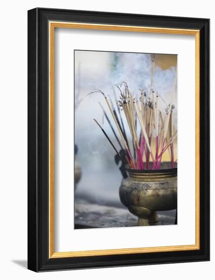 Incense Burning at Shwedagon Paya (Shwedagon Pagoda), Yangon (Rangoon), Myanmar (Burma), Asia-Lee Frost-Framed Photographic Print