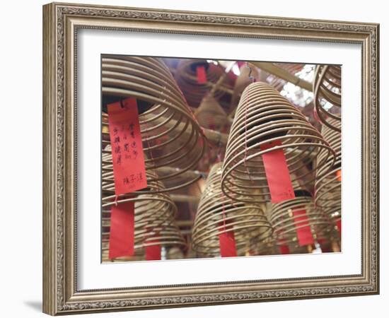 Incense Coils Hang from the Roof of the Man Mo Temple, Built in 1847, Sheung Wan, Hong Kong, China,-Amanda Hall-Framed Photographic Print