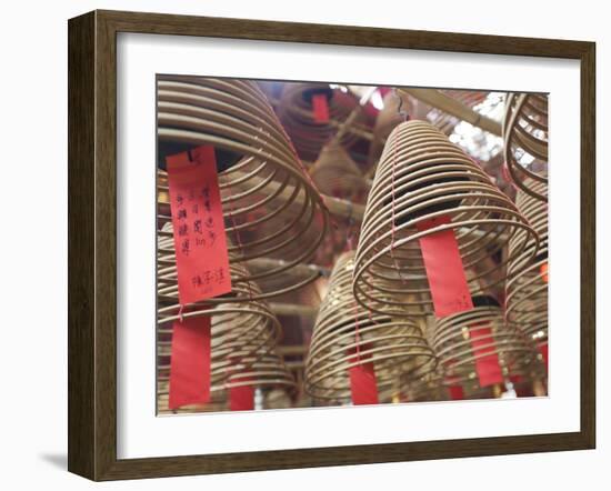 Incense Coils Hang from the Roof of the Man Mo Temple, Built in 1847, Sheung Wan, Hong Kong, China,-Amanda Hall-Framed Photographic Print