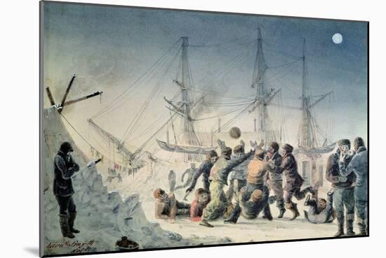 Incidents on Trading Journey: Men Playing Football on Board Hms "Terror", 1846 by Lieutenant Smyth-Lieutenant Smyth-Mounted Giclee Print
