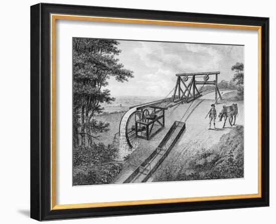 Inclined Plane Powered by Water Wheel in Used on a Canal, 1796-null-Framed Giclee Print