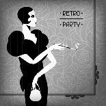 Retro Party Background with Beautiful Girl of 1920s Style-incomible-Art Print