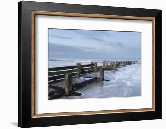 Incoming waves hitting a groyne at Walcott, Norfolk, England, United Kingdom, Europe-Jon Gibbs-Framed Photographic Print