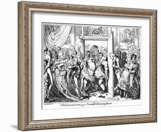 Inconvenience of a Crowded Drawing Room, 1818-George Cruikshank-Framed Giclee Print