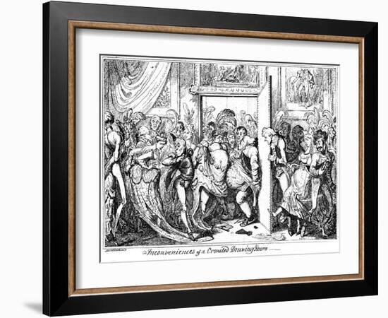 Inconvenience of a Crowded Drawing Room, 1818-George Cruikshank-Framed Giclee Print