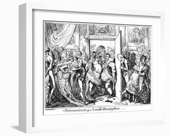 Inconvenience of a Crowded Drawing Room, 1818-George Cruikshank-Framed Giclee Print