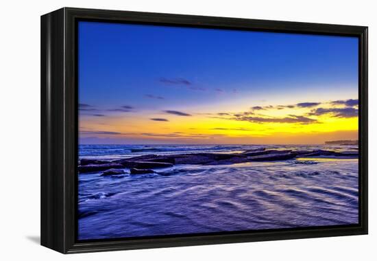 incredible colors of the sunset ritual on Pererenan Beach Bali, Indonesia-Greg Johnston-Framed Premier Image Canvas