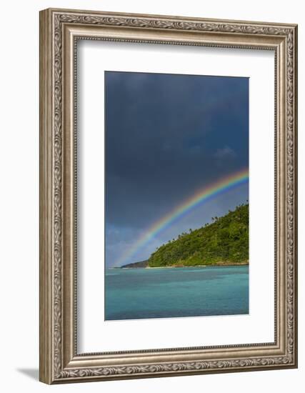 Incredible Rainbow over an Islet of Ofu Island, Manu'A Island Group, American Samoa, South Pacific-Michael Runkel-Framed Photographic Print