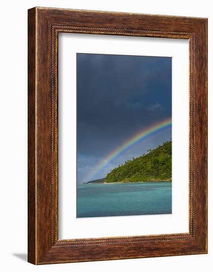 Incredible Rainbow over an Islet of Ofu Island, Manu'A Island Group, American Samoa, South Pacific-Michael Runkel-Framed Photographic Print