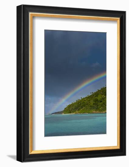 Incredible Rainbow over an Islet of Ofu Island, Manu'A Island Group, American Samoa, South Pacific-Michael Runkel-Framed Photographic Print