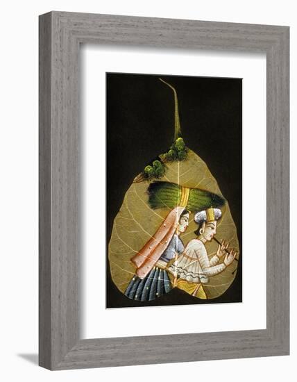 Inde Peinture Sur Feuille D'Arbre Sechee-null-Framed Photo