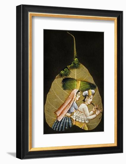 Inde Peinture Sur Feuille D'Arbre Sechee-null-Framed Photo