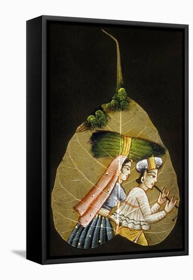 Inde Peinture Sur Feuille D'Arbre Sechee-null-Framed Stretched Canvas