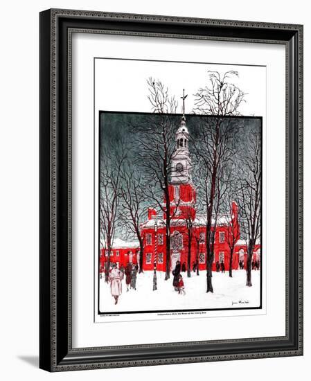 "Indenpendence Hall in Winter,"January 20, 1923-James Preston-Framed Giclee Print