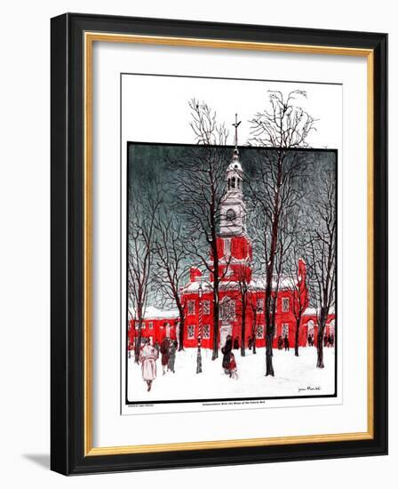 "Indenpendence Hall in Winter,"January 20, 1923-James Preston-Framed Giclee Print