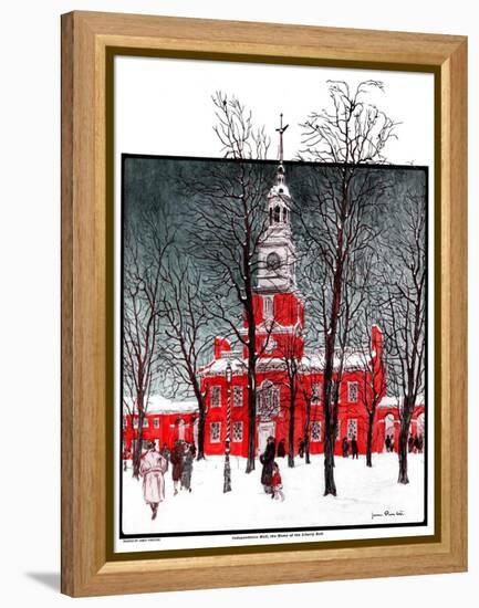 "Indenpendence Hall in Winter,"January 20, 1923-James Preston-Framed Premier Image Canvas