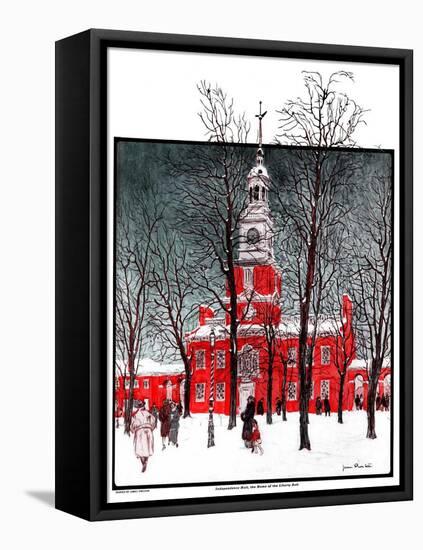 "Indenpendence Hall in Winter,"January 20, 1923-James Preston-Framed Premier Image Canvas