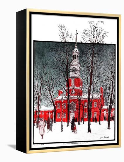 "Indenpendence Hall in Winter,"January 20, 1923-James Preston-Framed Premier Image Canvas