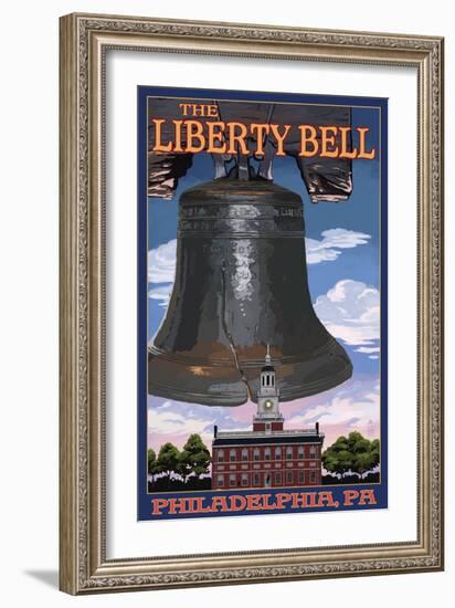 Independence Hall and Liberty Bell - Philadelphia, Pennsylvania-Lantern Press-Framed Premium Giclee Print