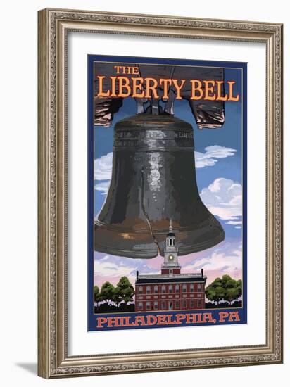 Independence Hall and Liberty Bell - Philadelphia, Pennsylvania-Lantern Press-Framed Art Print