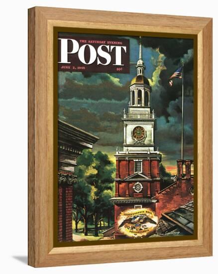 "Independence Hall, Philadelphia, Pa.," Saturday Evening Post Cover, June 2, 1945-Allen Saalburg-Framed Premier Image Canvas