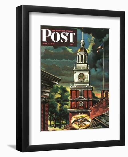 "Independence Hall, Philadelphia, Pa.," Saturday Evening Post Cover, June 2, 1945-Allen Saalburg-Framed Giclee Print