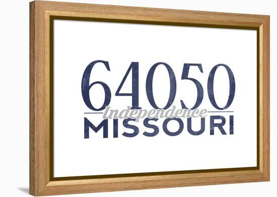 Independence, Missouri - 64050 Zip Code (Blue)-Lantern Press-Framed Stretched Canvas