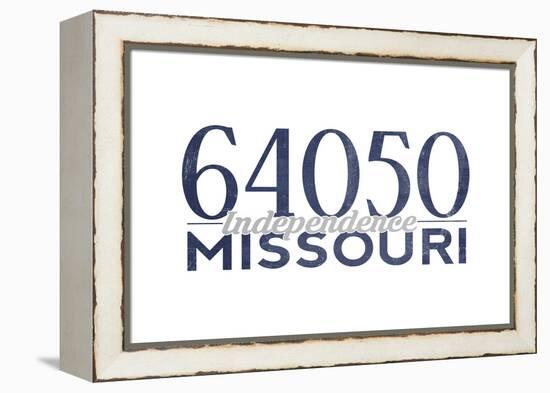 Independence, Missouri - 64050 Zip Code (Blue)-Lantern Press-Framed Stretched Canvas