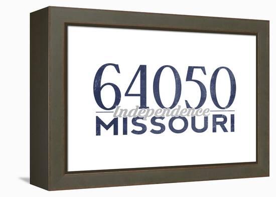 Independence, Missouri - 64050 Zip Code (Blue)-Lantern Press-Framed Stretched Canvas