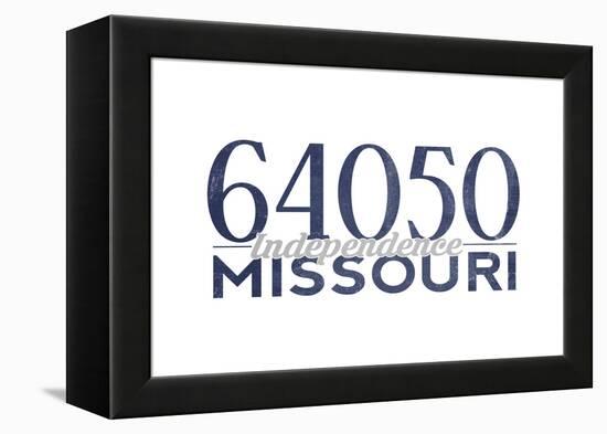 Independence, Missouri - 64050 Zip Code (Blue)-Lantern Press-Framed Stretched Canvas