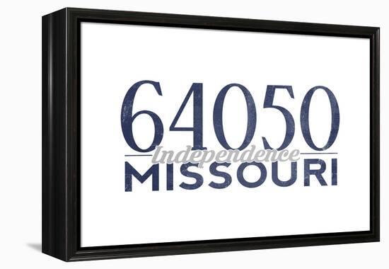 Independence, Missouri - 64050 Zip Code (Blue)-Lantern Press-Framed Stretched Canvas