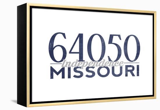 Independence, Missouri - 64050 Zip Code (Blue)-Lantern Press-Framed Stretched Canvas