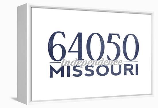 Independence, Missouri - 64050 Zip Code (Blue)-Lantern Press-Framed Stretched Canvas