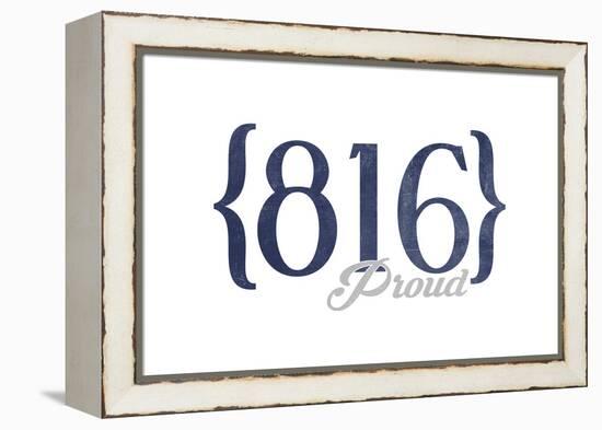 Independence, Missouri - 816 Area Code (Blue)-Lantern Press-Framed Stretched Canvas