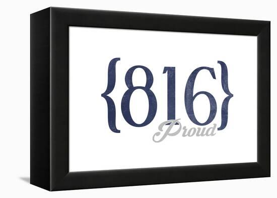 Independence, Missouri - 816 Area Code (Blue)-Lantern Press-Framed Stretched Canvas