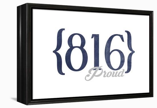 Independence, Missouri - 816 Area Code (Blue)-Lantern Press-Framed Stretched Canvas