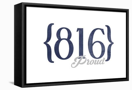 Independence, Missouri - 816 Area Code (Blue)-Lantern Press-Framed Stretched Canvas