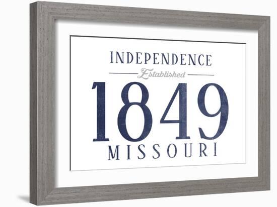 Independence, Missouri - Established Date (Blue)-Lantern Press-Framed Art Print