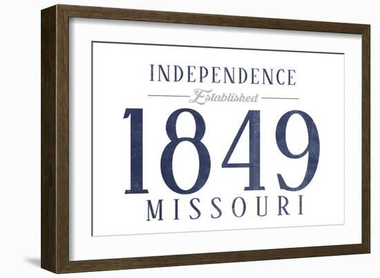 Independence, Missouri - Established Date (Blue)-Lantern Press-Framed Art Print