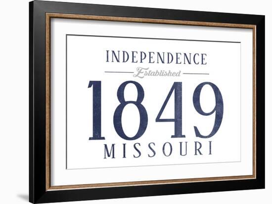 Independence, Missouri - Established Date (Blue)-Lantern Press-Framed Art Print