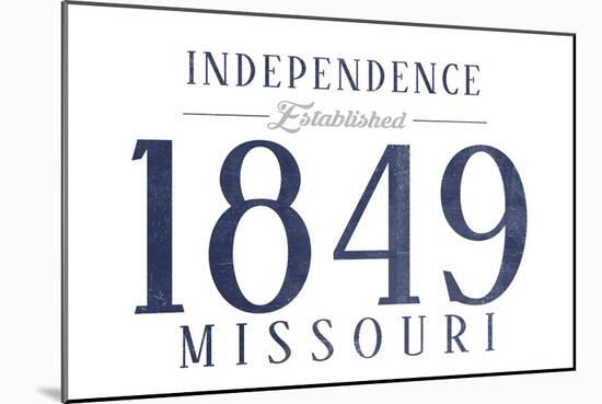 Independence, Missouri - Established Date (Blue)-Lantern Press-Mounted Art Print