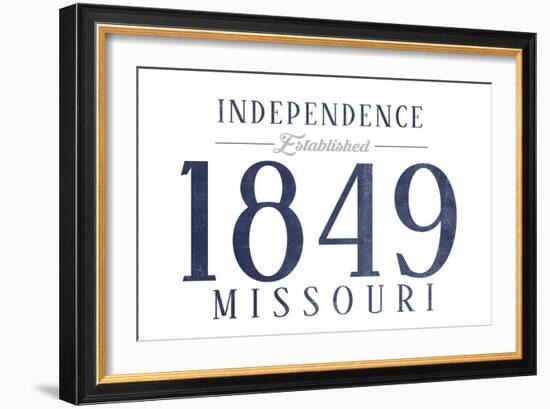 Independence, Missouri - Established Date (Blue)-Lantern Press-Framed Art Print