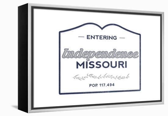 Independence, Missouri - Now Entering (Blue)-Lantern Press-Framed Stretched Canvas