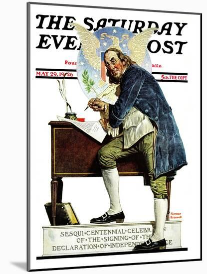 "Independence" or "Ben Franklin" Saturday Evening Post Cover, May 29,1926-Norman Rockwell-Mounted Premium Giclee Print