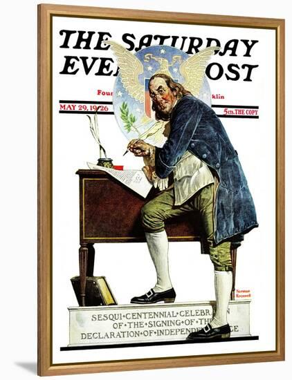 "Independence" or "Ben Franklin" Saturday Evening Post Cover, May 29,1926-Norman Rockwell-Framed Premier Image Canvas