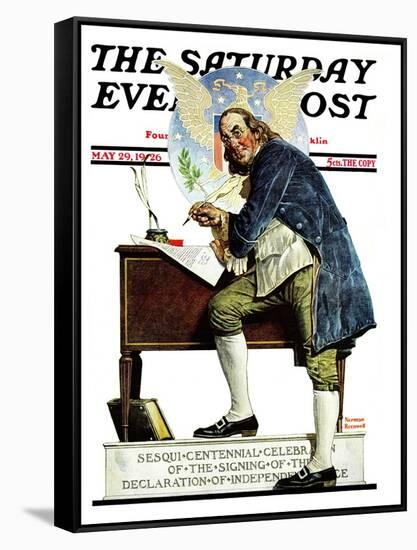 "Independence" or "Ben Franklin" Saturday Evening Post Cover, May 29,1926-Norman Rockwell-Framed Premier Image Canvas