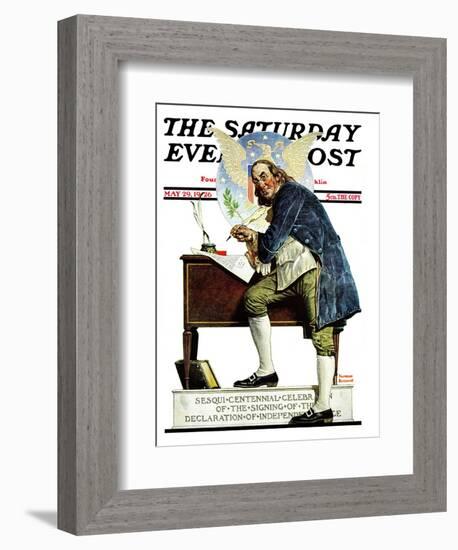 "Independence" or "Ben Franklin" Saturday Evening Post Cover, May 29,1926-Norman Rockwell-Framed Premium Giclee Print