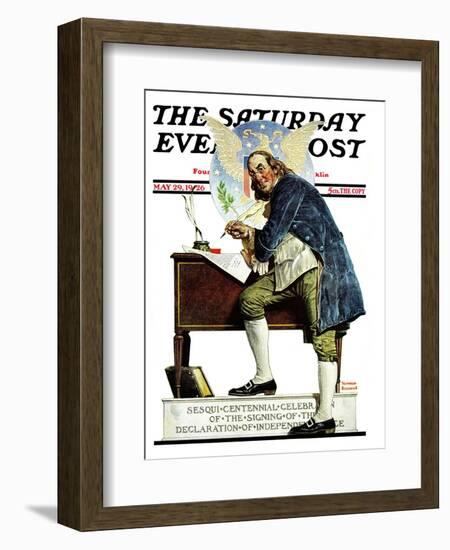 "Independence" or "Ben Franklin" Saturday Evening Post Cover, May 29,1926-Norman Rockwell-Framed Premium Giclee Print